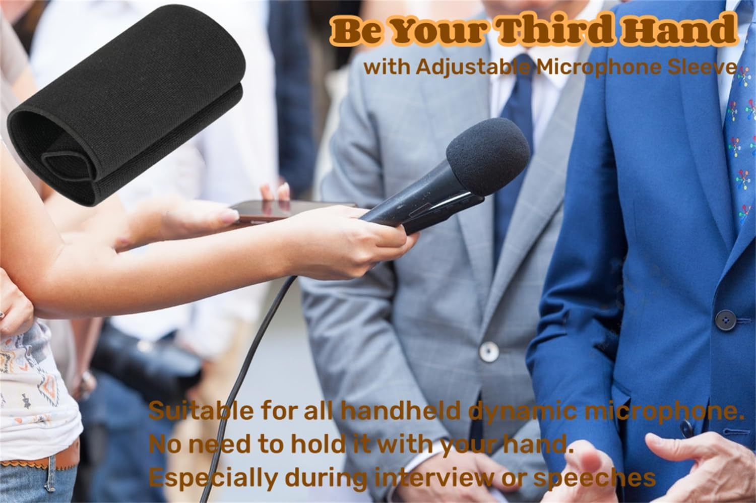 Hand Microphone Elastic Sleeve for Handheld Dynamic Mic Compatible with Sony Recorders,Wedding Vlog Live Streaming Interviews Meeting Speech Lecture Video Studios Recording Device Accessory (2Pcs)