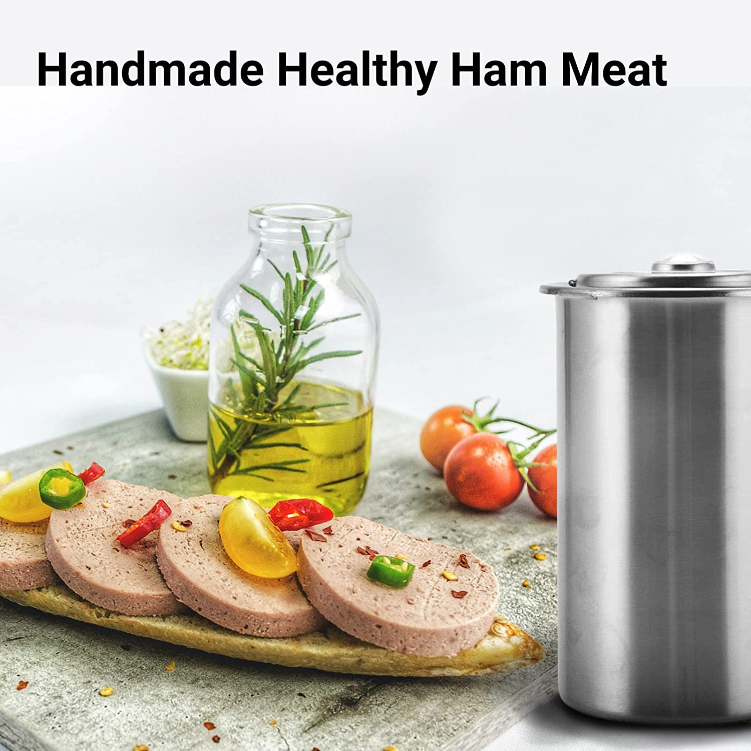 Roseflower Press Ham Maker, Ham Maker Meat Press Tool Stainless Steel Meat Press with Thermometer for Making Homemade Deli Meat, Size: 10 * 10 * 18Cm image number 1