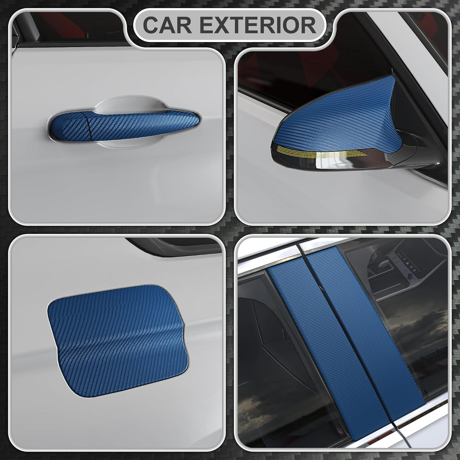 Lypumso 3D Blue Carbon Fiber Vinyl Wrap, Car Wrap Film Roll with Air-Release Technology for DIY Use, Car Auto Decal Exterior and Interior Wrapping Film, Vehicle Self Adhesive Sticker(1Ft X 5FT) image number 5