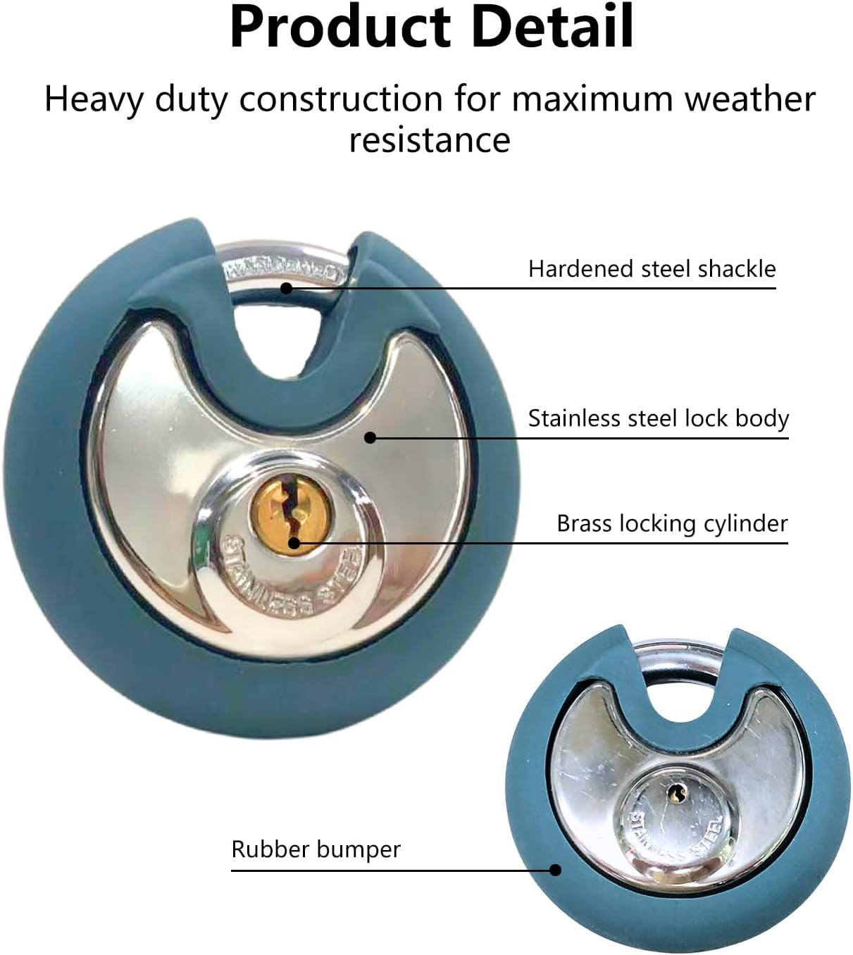 DAYGOS Disc Storage Lock for Storage Unit, Outdoor Waterproof round Padlock, Heavy Duty Circle Lock with Keys for Uhaul,Moving Truck,Pods Container(3/8-Inch Shackle) image number 6