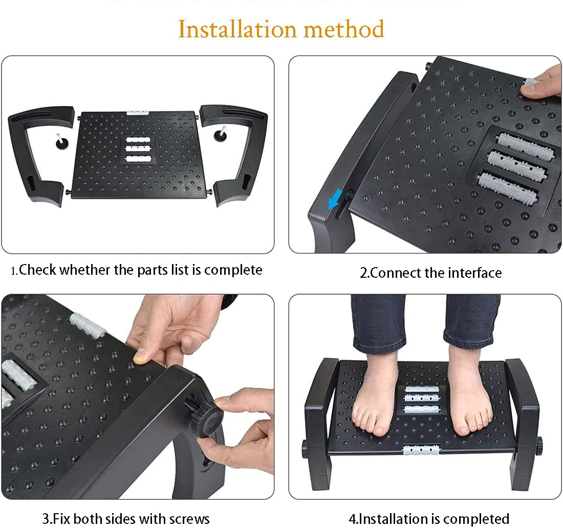 Adjustable Foot Rest under Desk,6 Height Adjustable Foot Rest with Massage Particle and Roller,Foot Stool with Firm Non-Slip Legs for Home Office image number 1