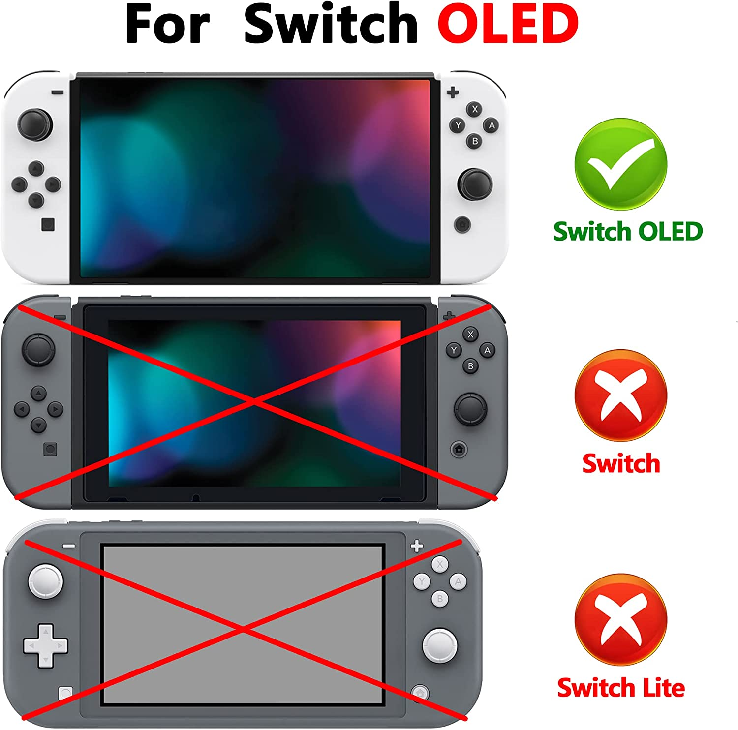 Playvital White Border Tempered Glass Screen Protector for Nintendo Switch OLED, Anti-Scratch Air Release Transparent HD Clear Protector Film for Switch OLED - 2 Pack Included image number 1