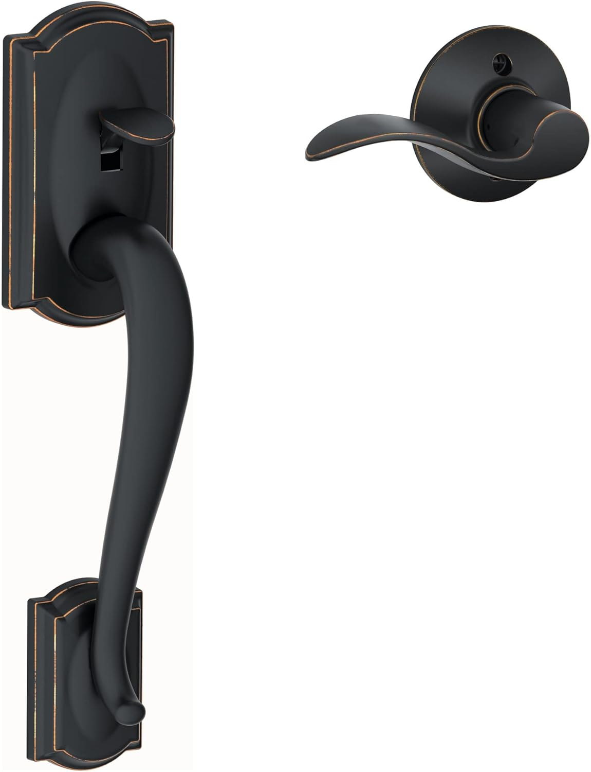 Schlage Camelot Front Entry Handle Accent Right-Handed Interior Lever (Bright Brass) FE285 CAM 505 Acc 605 RH