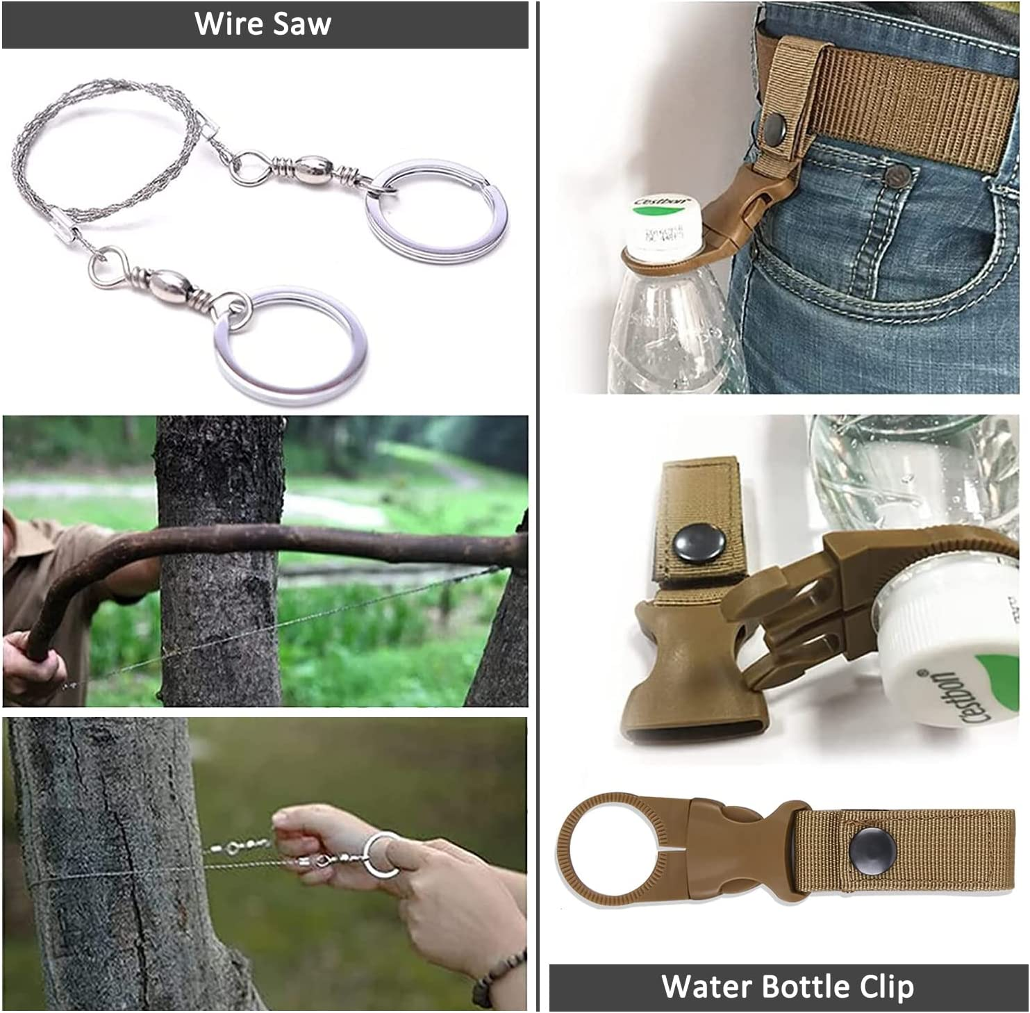 Survival Kit,13 in 1 Survival Gear and Equipment, First Aid Kit with Survival Emergency Knife Blanket Flashlight Compass Multispork Whistle Screwdriver for Camping Adventures image number 4