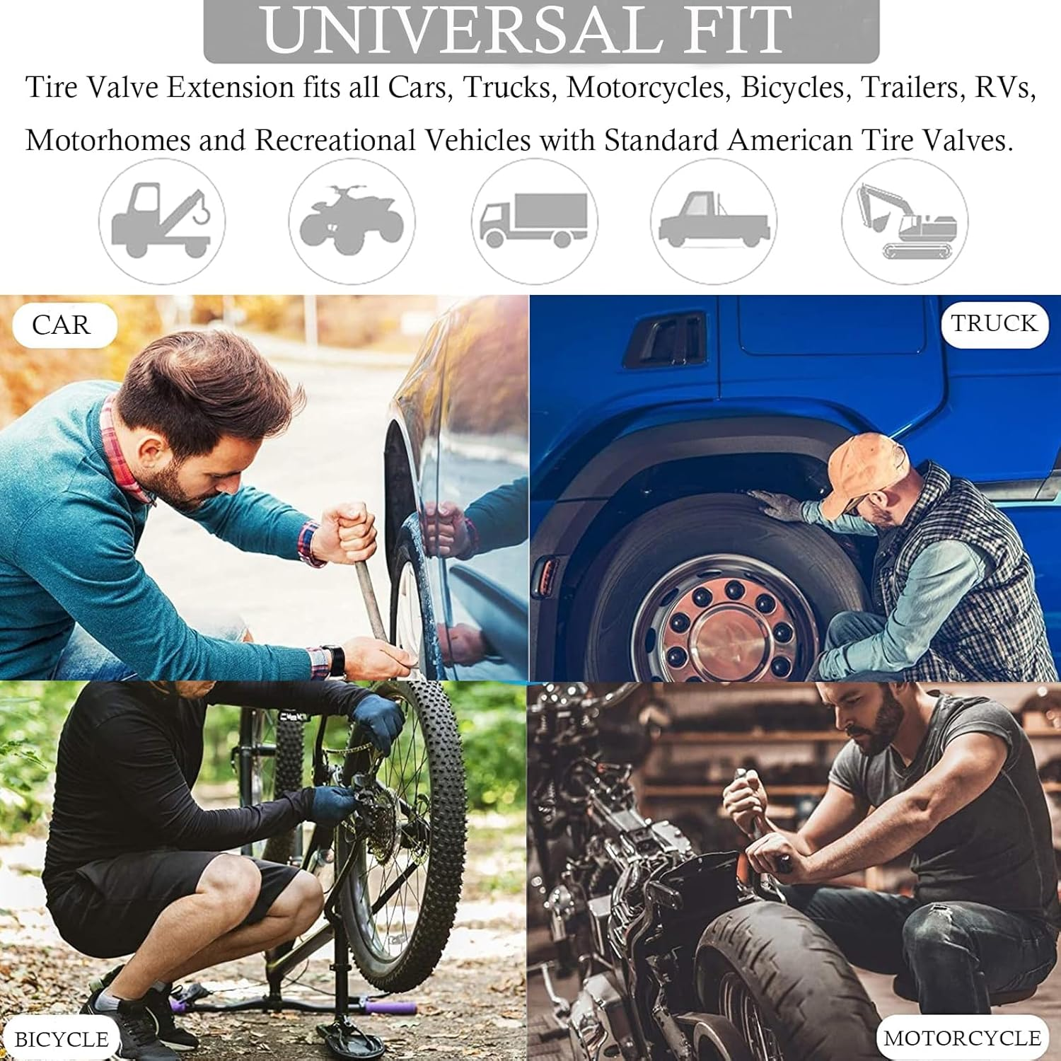 5 Pack Tire Valve Extension, 2Pcs 8.25 Inch Flexible Valve Stem Extenders with Brass 45 90 135 Multi Degree Schrader Tire Valve Stem Extension Adaptor Compatible for RV Bike Motorcycle Car image number 6