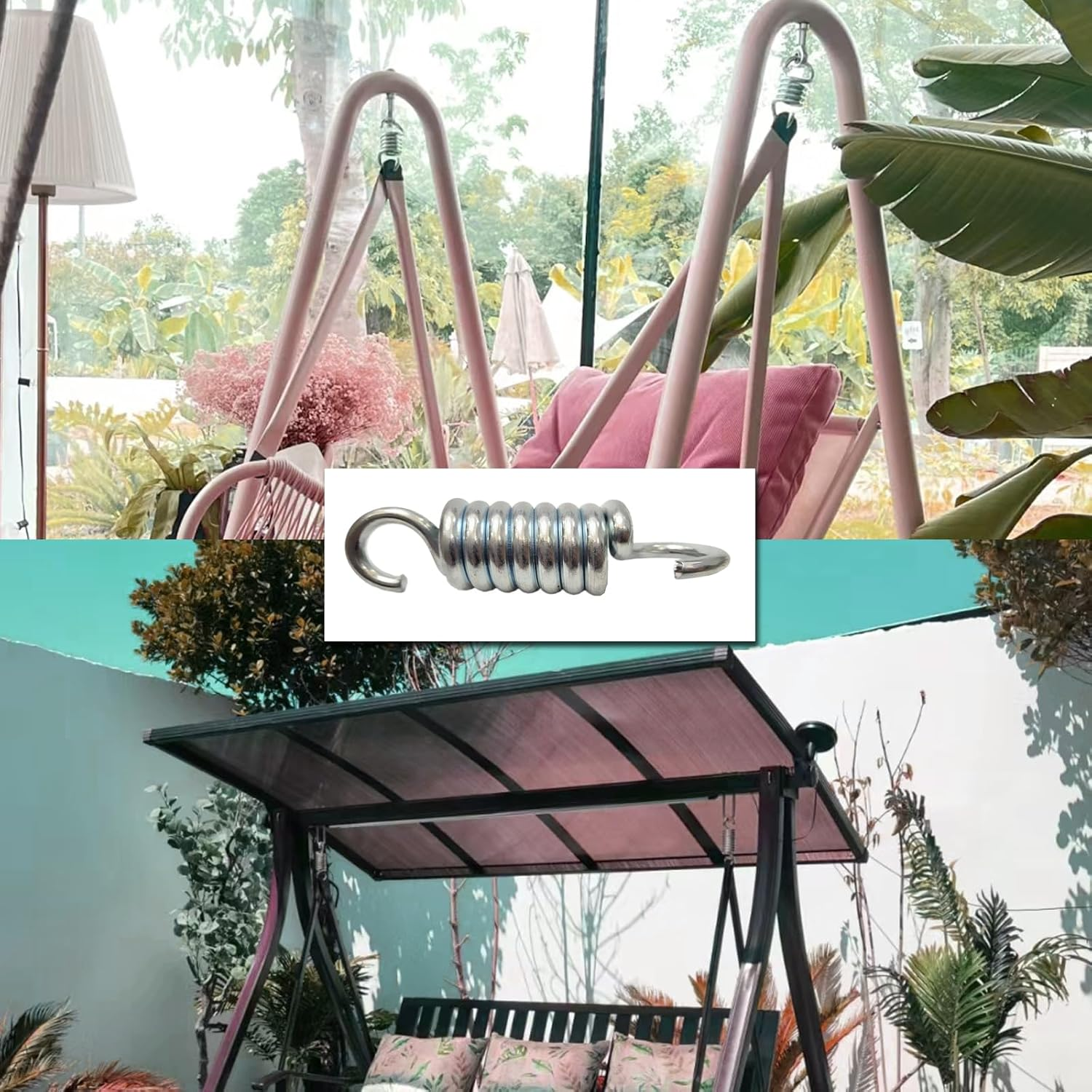 Porch Swing Springs Hammock-Chair Spring - 1500Lbs Heavy Duty Suspension Hangers Ceiling Mount Porch Swings (2 Pack Silver) - 2 Pack Silver image number 6