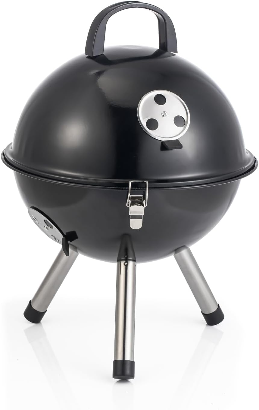 Healthy Choice Hacienda 31CM Kettle Portable Charcoal Grill: Lockable Hood, Black Enamel Coating, Efficient Airflow, Bakelite Handle, Compact Design - Convenient, Durable, and Easy to Clean - Black image number 1