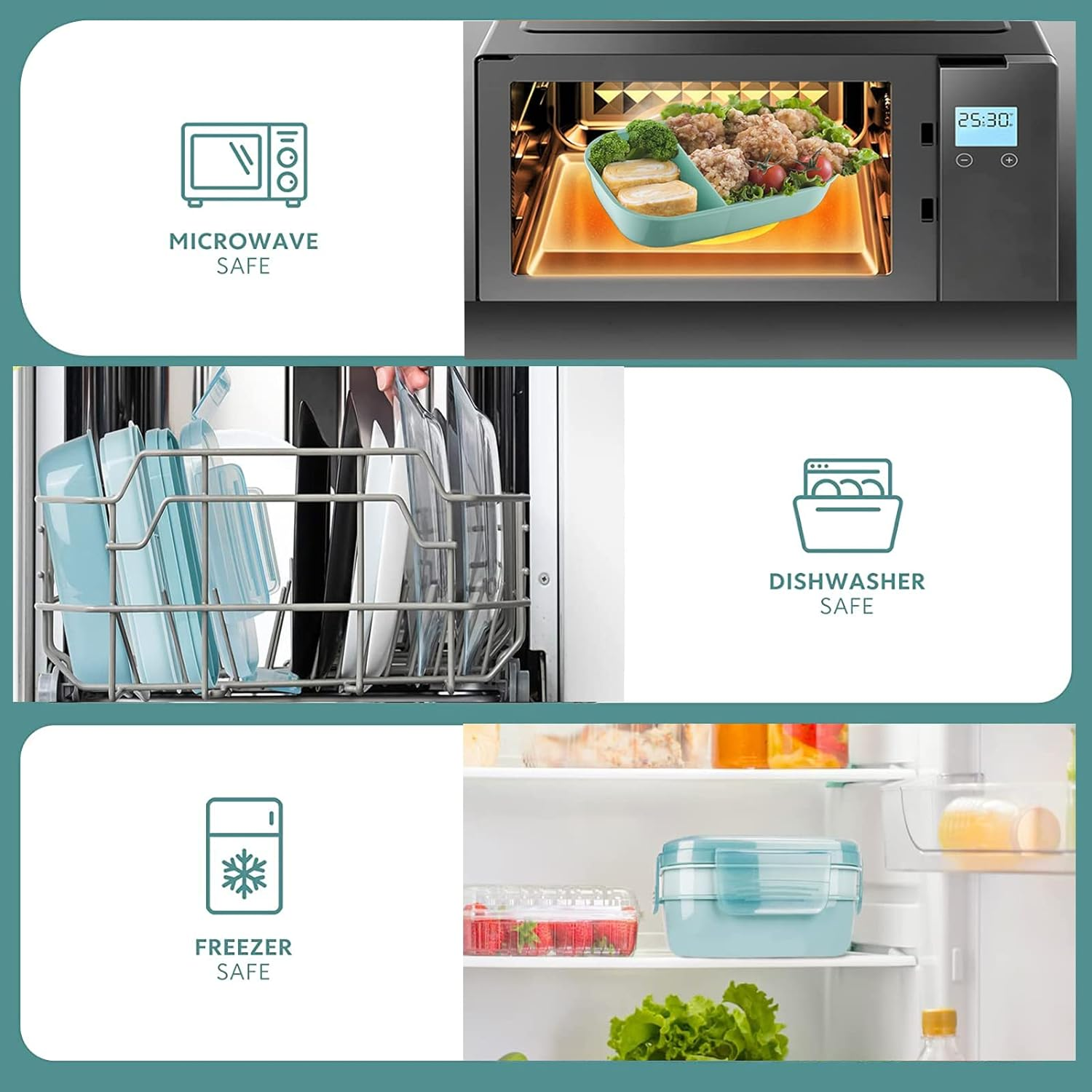 Stackable Bento Box Adult Lunch Box,3Layers Lunch Containers with Compartments for Kids,Large Capacity 1900Ml Bento Box with Utensil Set and Silicone Cake Cups, Bento Lunch Box Is Microwave Safe image number 3