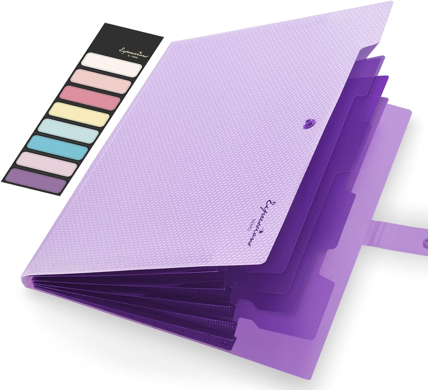 Sooez Expanding File Folder, Letter Size Accordion File Organizer, 5 Pocket Folders for Documents, Cute Folder with Labels, Portable Paper Organizer for School Office Supplies, A4 Size, Purple image number 3