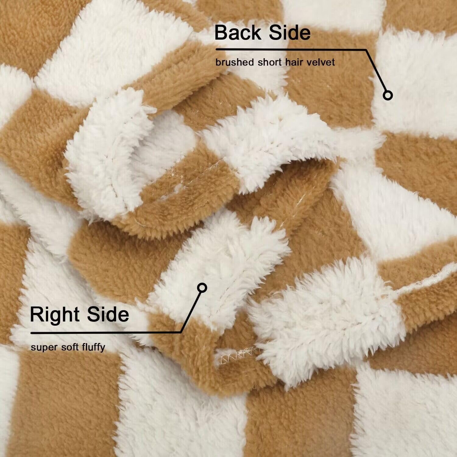 HOMRITAR Super Soft Baby Blanket for Boys Girls Warm Cozy Reversible Checkerboard Toddlers Blanket, Fluffy Fuzzy Plush Lightweight Bed Blanket with Chessboard Grid Design 350GSM Khaki 30 X 40 Inch image number 4