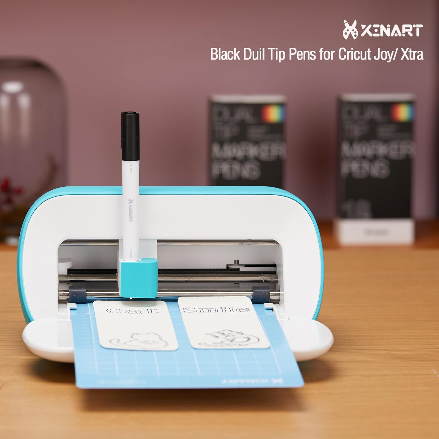 XINART Dual Tip Black Marker Pen for Cricut Joy Machines, Black Fine Point Pen 0.4 Tip and Medium 1.0 Tip of 7 Pack Writing Drawing Pens Compatible with Cricut Joy Extra Cutting Machine image number 1