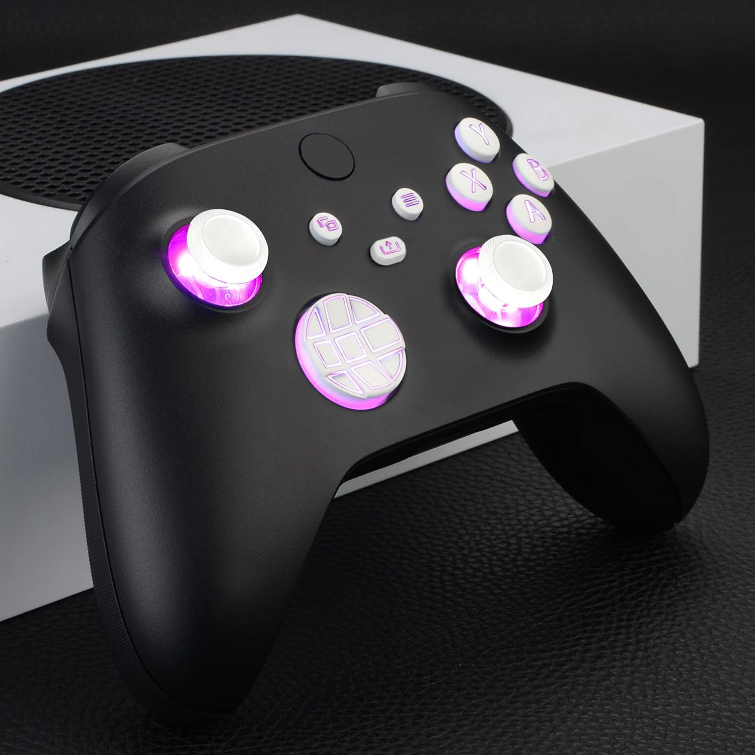 Extremerate Multi-Colors Luminated Dpad Thumbsticks Start Back Sync ABXY Buttons for Xbox Series X/S Controller, White Classical Symbols Buttons DTF LED Kit for Xbox Core Controller image number 4