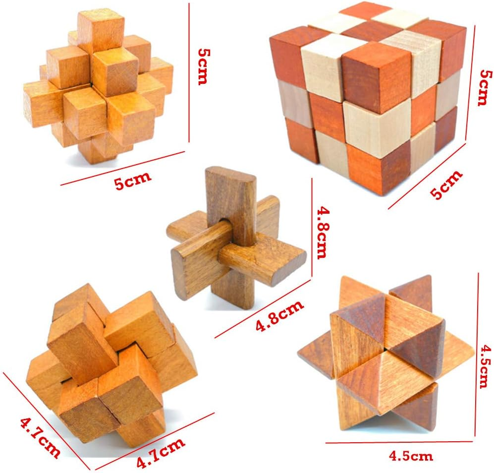 Guaishou Brain Teasers with the Puzzles 21Pcs Unlock Interlock Game IQ Test Toy 3D Wooden and Metal for Party Favor Kids Adults Challenge image number 4