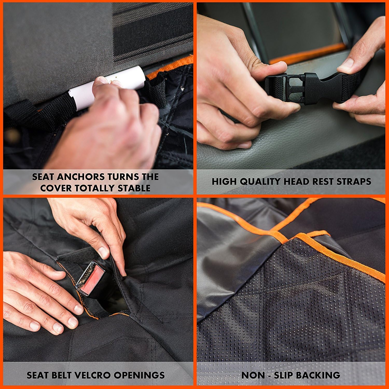 Dog Car Seat Cover for Back Seat for Cars & Suvs - Durable Pet Car Seat Cover Backseat Protector, Nonslip Dog Hammock for Car, Waterproof Scratchproof Rear Seat Cover against Dirt, Fur, W/Side Flaps image number 3