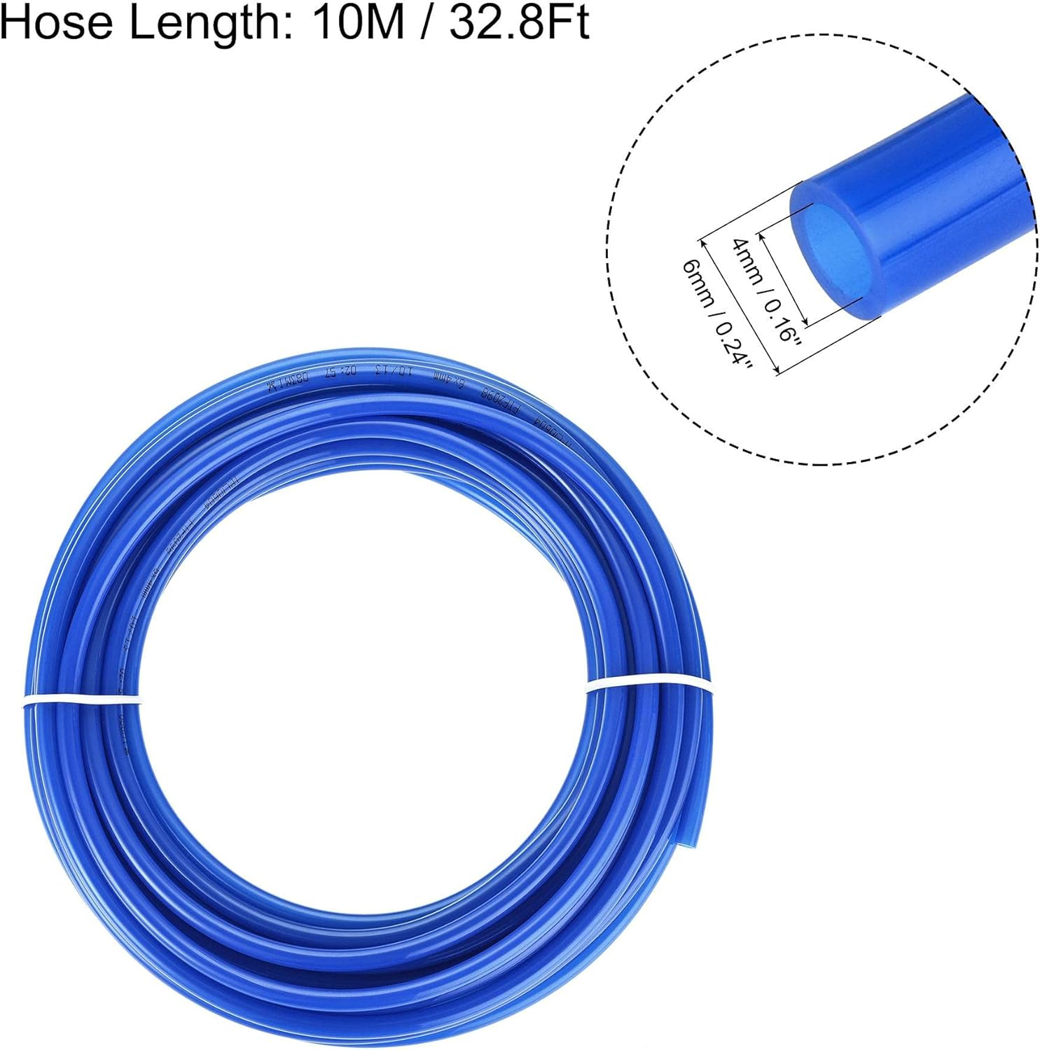 Uxcell Pneumatic 6Mm OD Polyurethane PU Air Hose Tubing Kit 10 Meters Blue with 12 Pcs Push to Connect Fittings image number 4