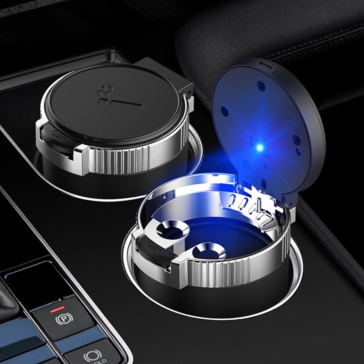 Multi Function Universal Car Ashtray Smokeless LED Light Ashtray Car Cup Ashtray Portable Smell Proof Accessories for Smokers image number 1