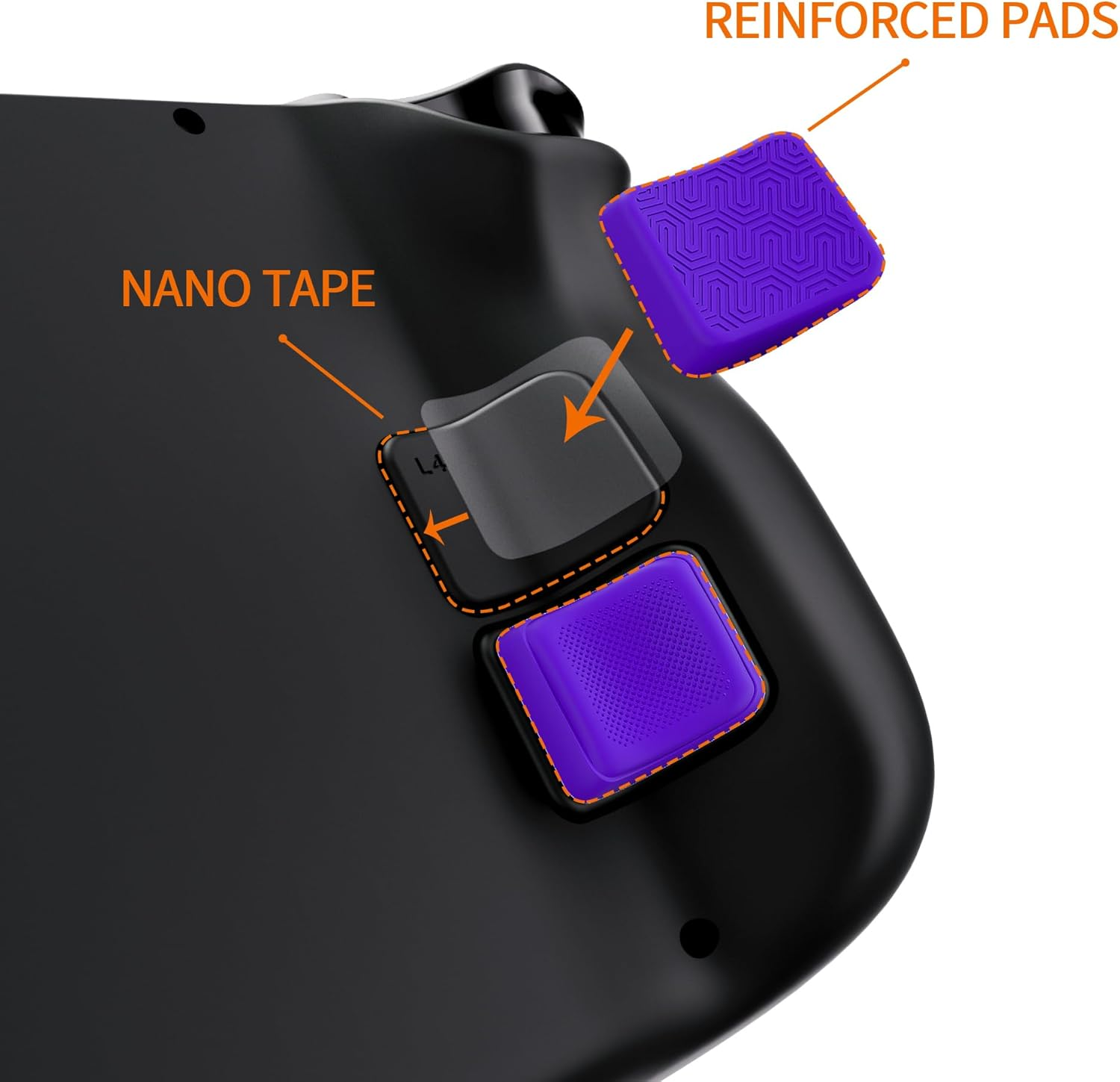 Playvital Mix Version Back Button Enhancement Set for Steam Deck LCD, Grip Improvement Button Protection Kit for Steam Deck OLED - Streamlined & Studded Design - Purple image number 1