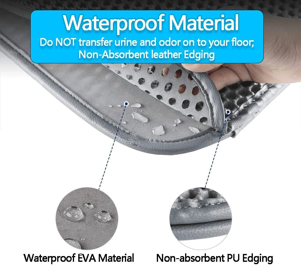 Cat Litter Mat 75X55Cm, Double Layer Honeycomb Litter Trapping Pad, Waterproof, Easy to Clean, Scatter Control, Gray image number 3