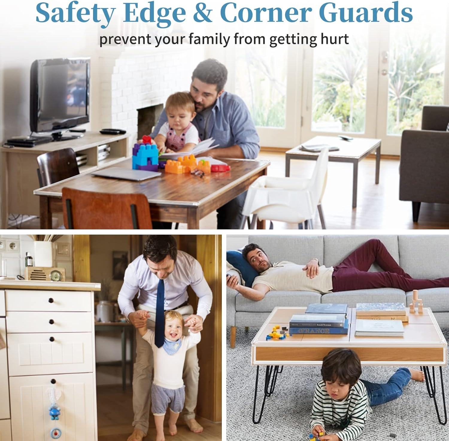 Edge Protector Baby Proofing Corner Protectors, 19.7Ft Clear Silicone Guards Strip Child Safety Edge Covers Bumper for Table, Cabinets, Crib, Sharp Edge Protector with 4 Pack Corner Guards