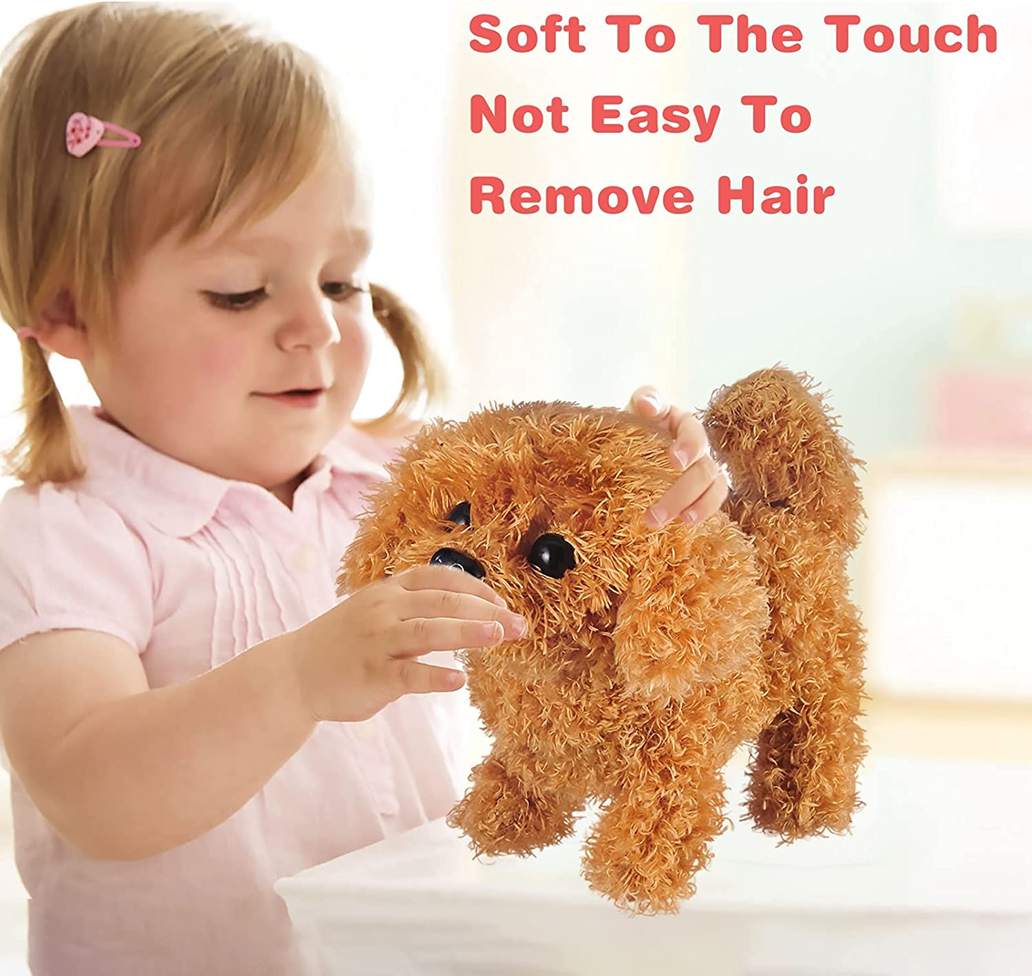 Worwoder Plush Teddy Toy Puppy Electronic Interactive Pet Dog - Walking, Barking, Tail Wagging, Stretching Companion Animal for Kids Children (Teddy Dog) image number 1