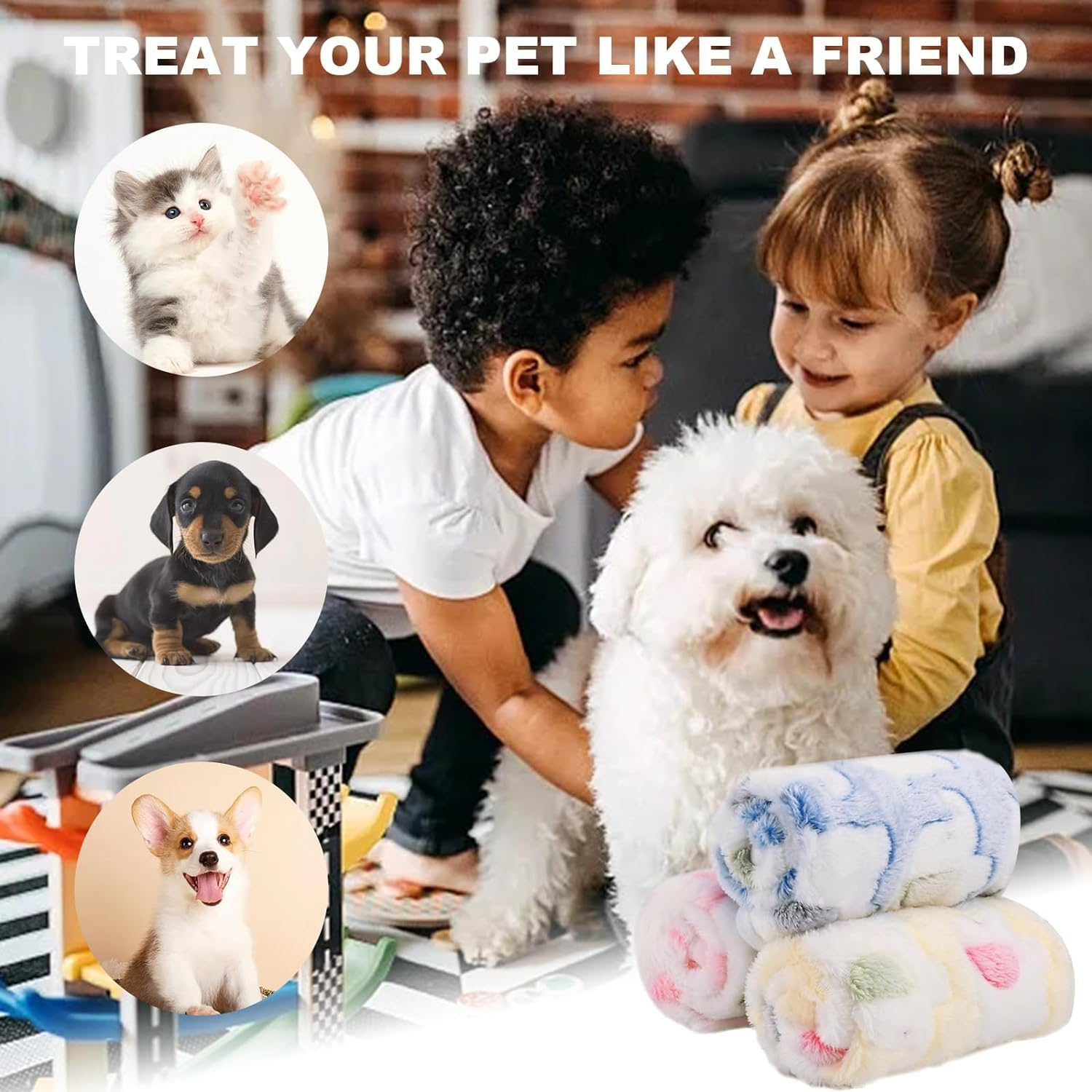 3 Pcs Pet Soft Dog Blankets Washable,60 * 40Cm Fluffy Cats Puppy Blankets,Puppy Blankets Dog Blanket Cat Blanket,Cute Elephants Print,Warm Sleep Mat Blanket for Small Dog Cat image number 6