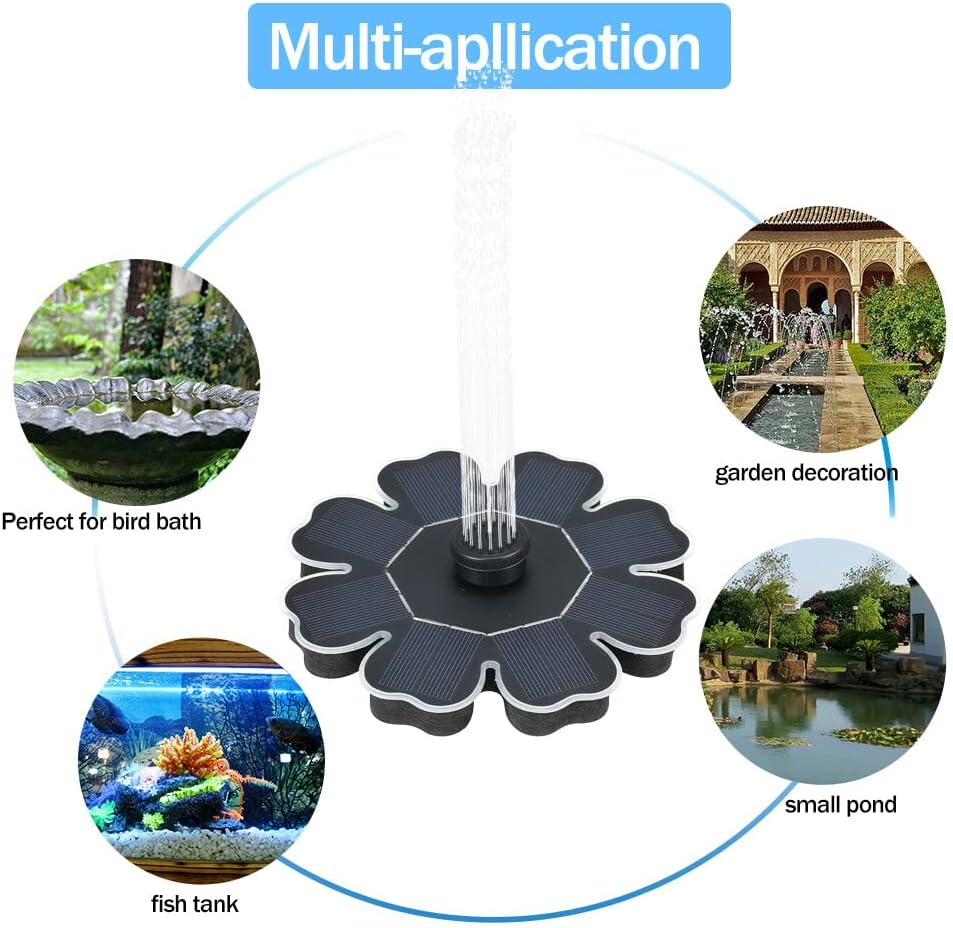 Solar Power Pump Rose Bird Bath Fountain Pump 2W Standing Floating Brushless Watering Submersible Pump for Outdoor Birdbath Garden Pond Pool image number 6