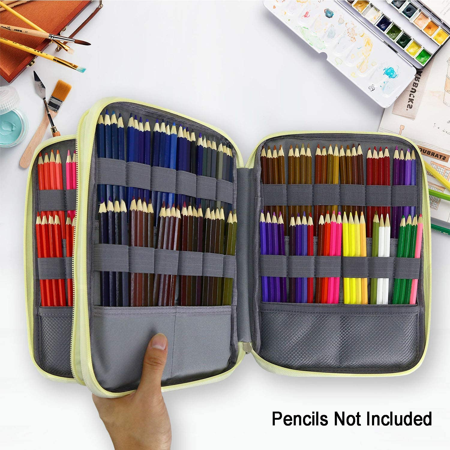 YOUSHARES Student Gel Pens&Markers Case Large Capacity Pencil Holder Pen Organizer Bag with Zipper for Prismacolor Watercolor Coloring Pencils ,192 Slots Colored Pencil Case (Purple)