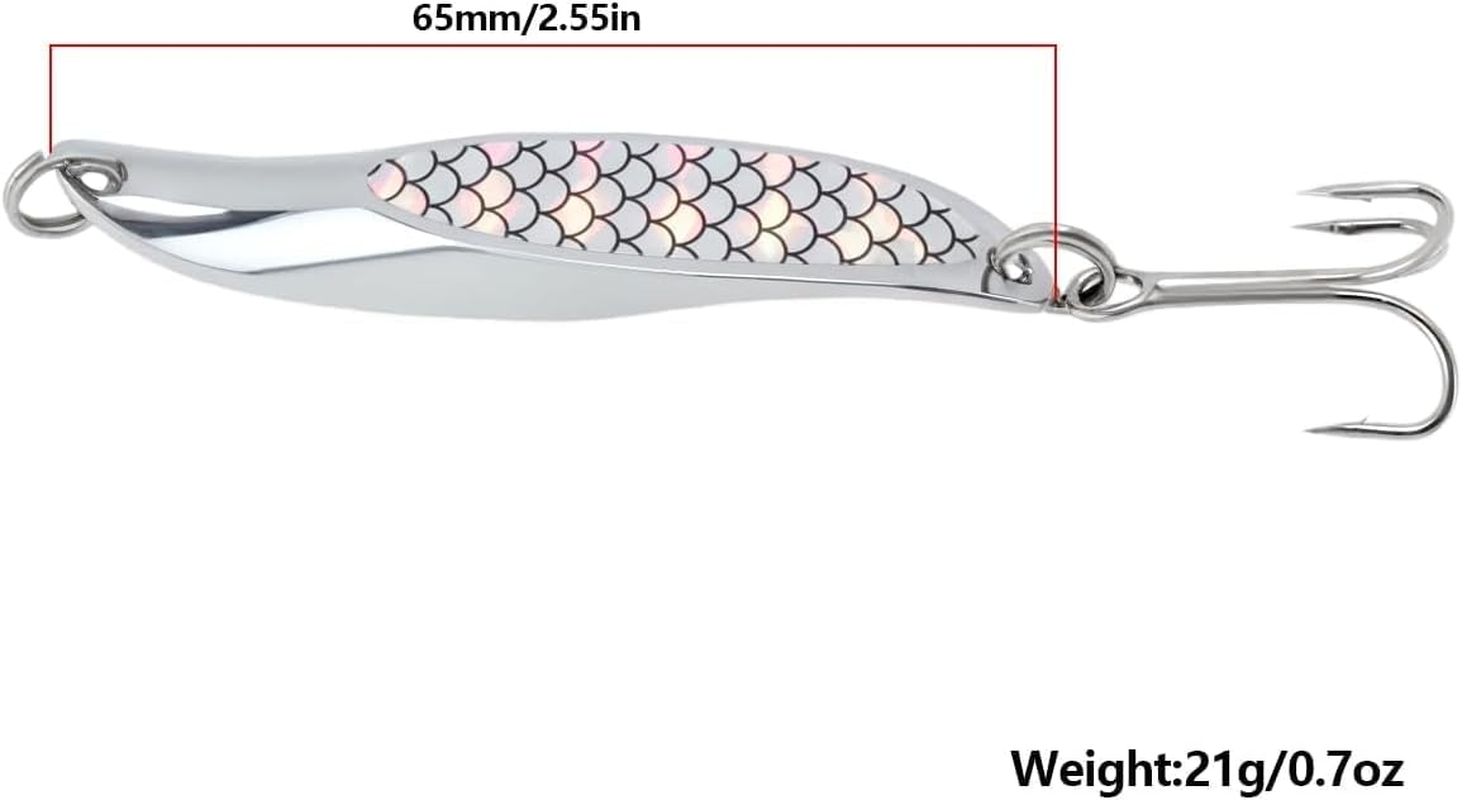 5 Pieces of Fishing Bait, Fishing Spoon, Single Hook Trout, Bass, Salmon, Freshwater, Saltwater, Metal Hook Suitable for Various Fish Species image number 6