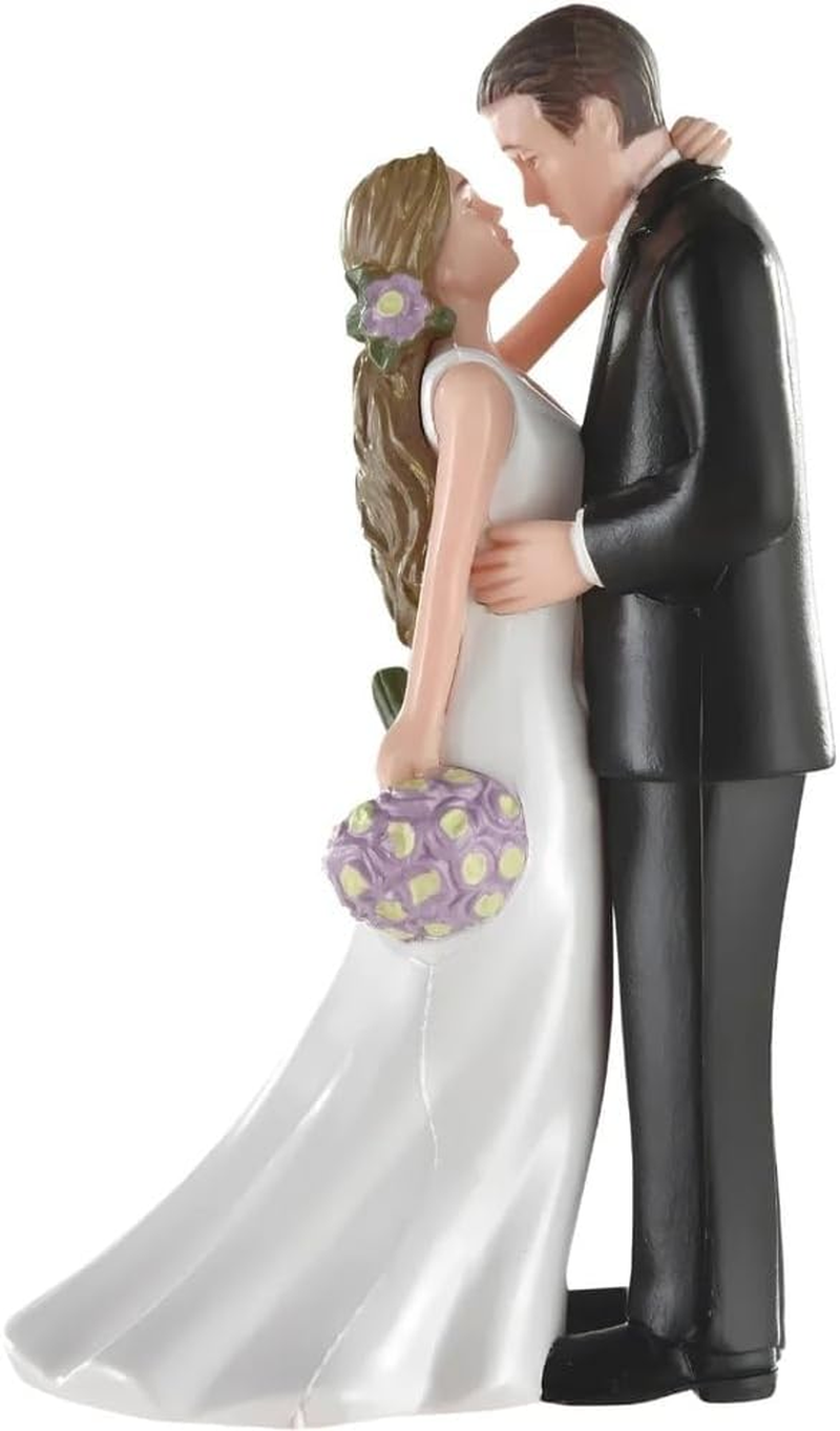 Bride & Groom with Bouquet Cake Topper | Wedding and Engagement Party, 3 Ct.