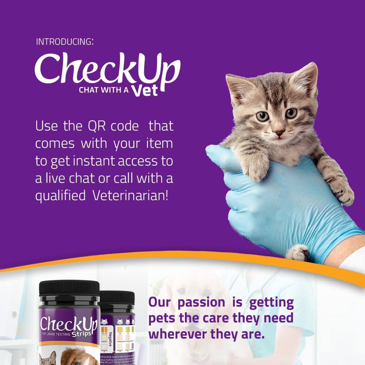 Checkup Glucose Urine Testing Strips for Cats and Dogs - Detection of Diabetes X 50 image number 5