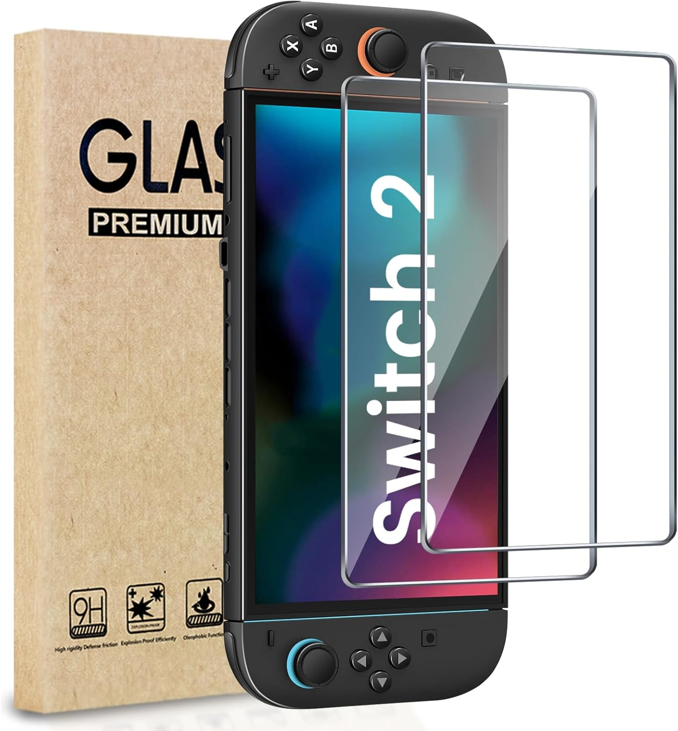 TQLGY Tempered Glass Screen Protector for Nintendo Switch 2 (2025), 9H Hardness, HD Clear, Anti-Scratch, Anti-Fingerprint, Bubble-Free Installation, 2-Pack image number 2