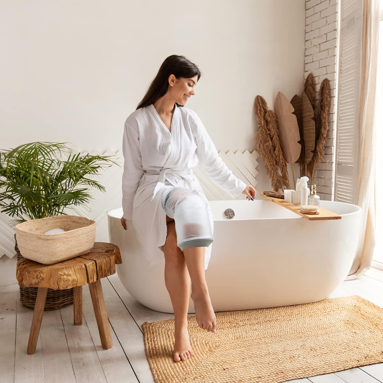 Waterproof Knee Cast Cover for Shower,Watertight Cast Bag Covers- Shower Protector for Knee Replacement Surgery, Wound, Burns Reusable