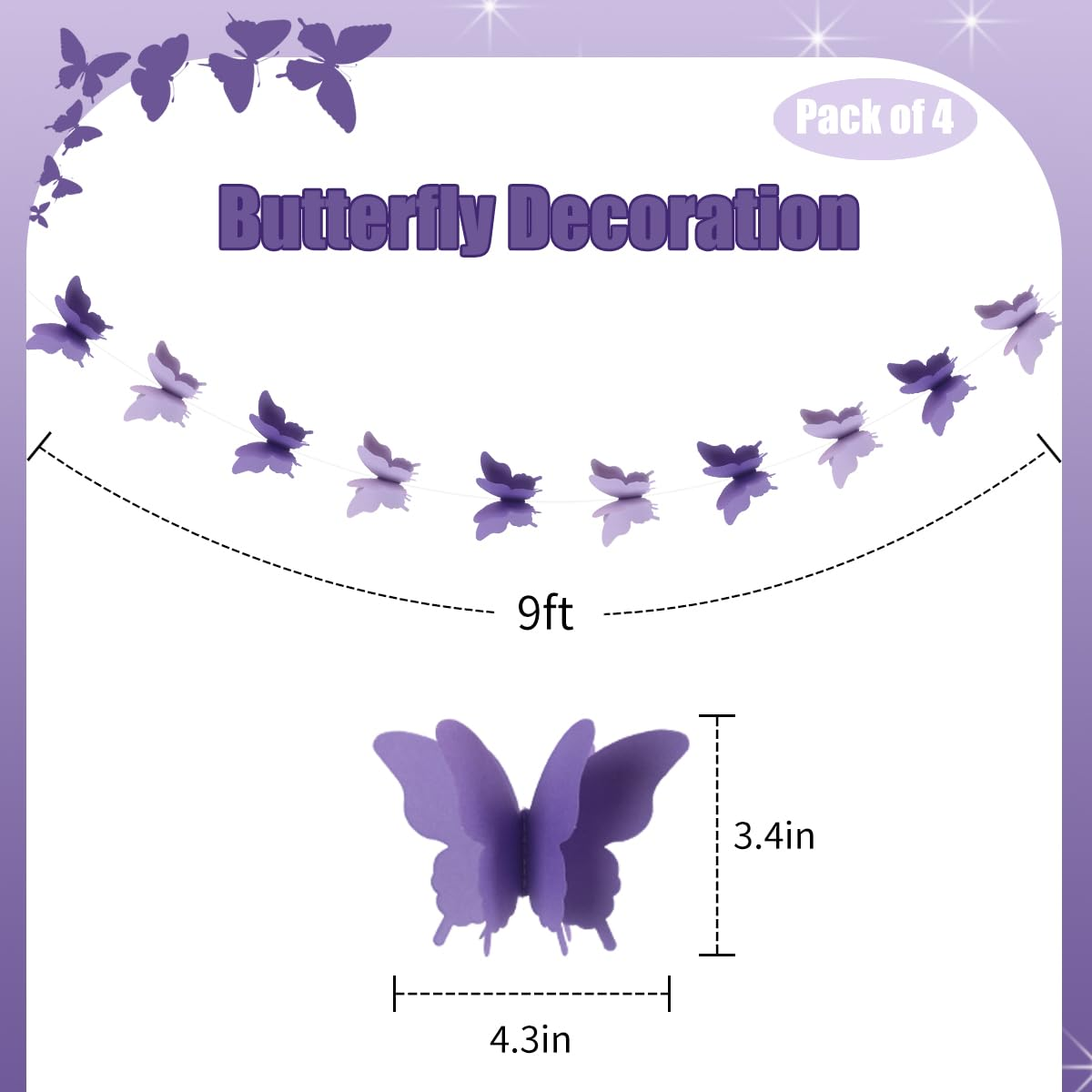 Butterfly Decorations, Butterfly Birthday Decorations for Wedding Baby Shower Birthday Party Decorations Iridescent (Purple) image number 2