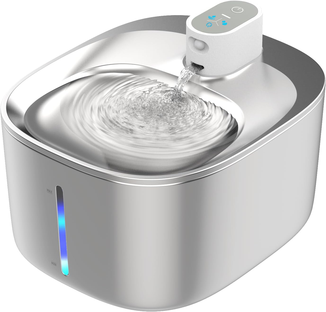 Advwin Cat Water Fountain Battery Operated, Automatic 4L Stainless Steel Pet Water Fountain for Cats Dogs with Motion Sensor, Wireless Ultra Quiet Cat Drinking Fountain