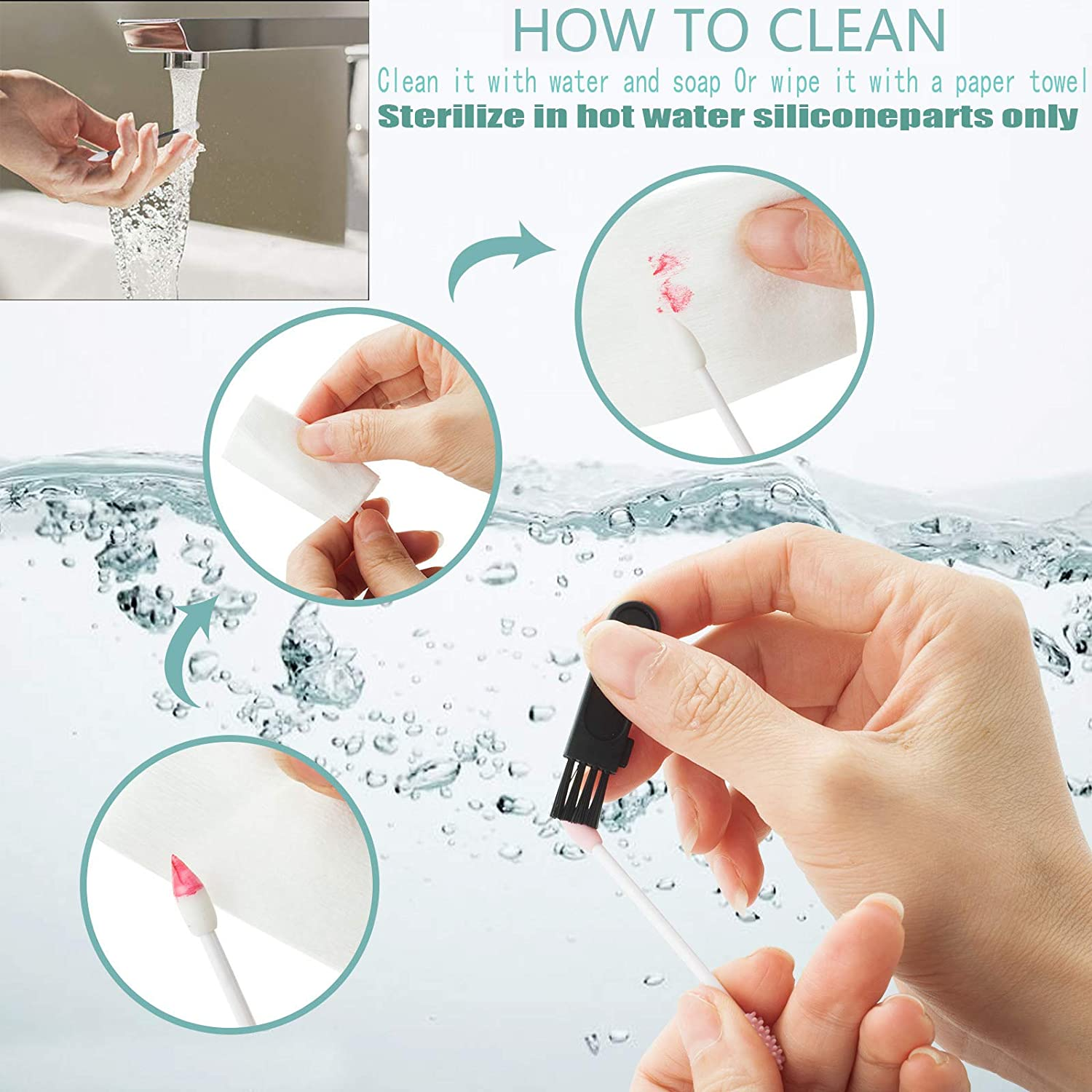 Strogem Reusable Cotton Swabs with 1 Mirror for Makeup Application and Cleaning, Multifunctional Portable Washable Silicone Q-Tip (Gray) image number 3