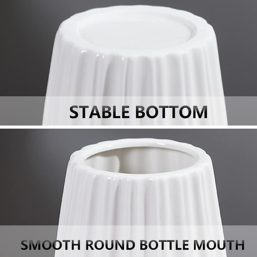 White Ceramic Vase, 17.7" Tall Floor Vase Large Flower Vase Decorative Vases for Modern Home Decor Living Room Office Bedroom Table Centerpieces Shelf Kitchen Wedding Farmhouse D&eacute;cor image number 3