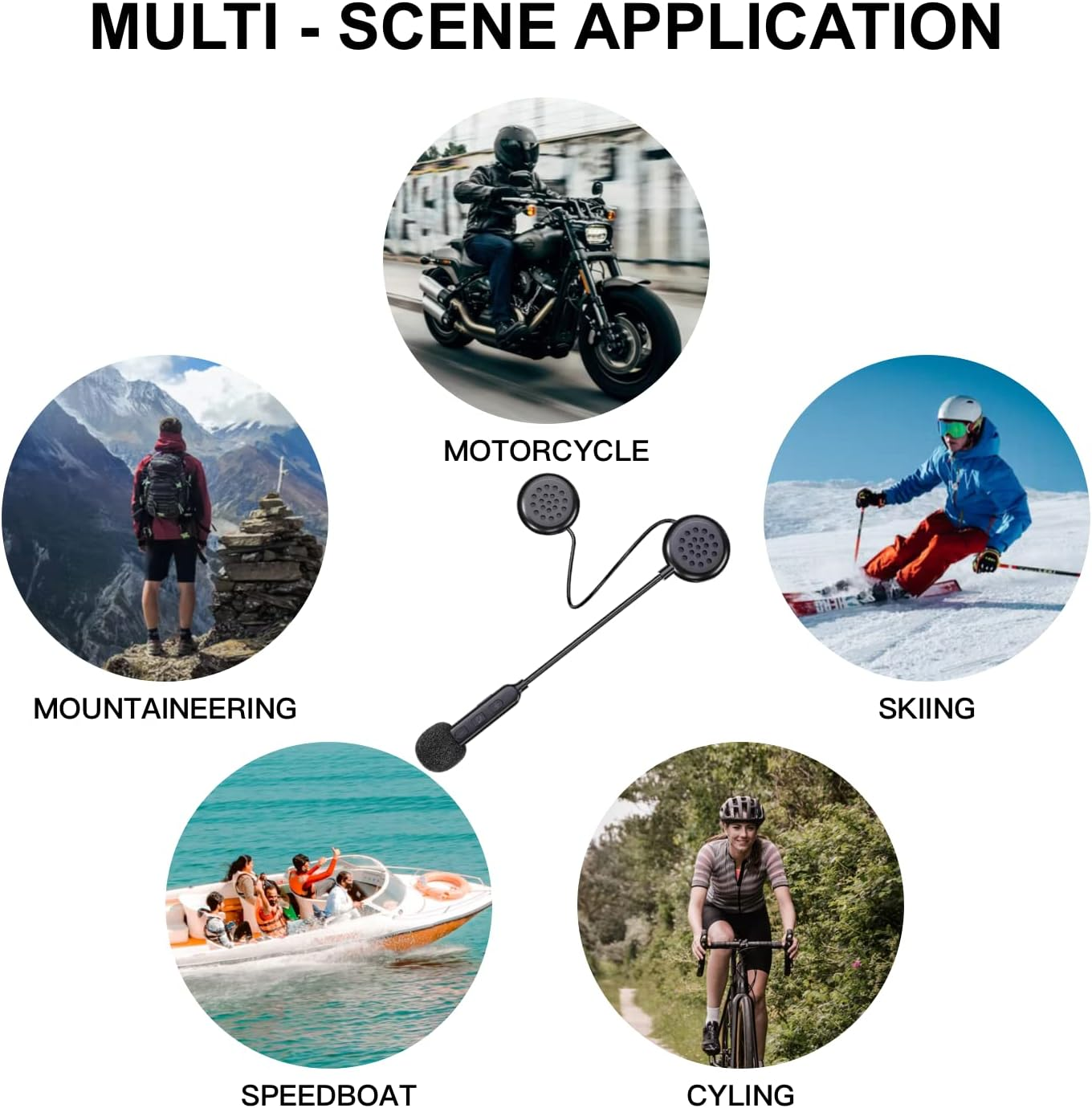 Motorcycle Helmet Bluetooth Headset with Bluetooth 5.0 Ultra-Thin Wireless Helmet Earphone Hands Free Music Call Control Waterproof Helmet Speaker for Motorbike Sport Cycling/Skiing/Riding image number 5