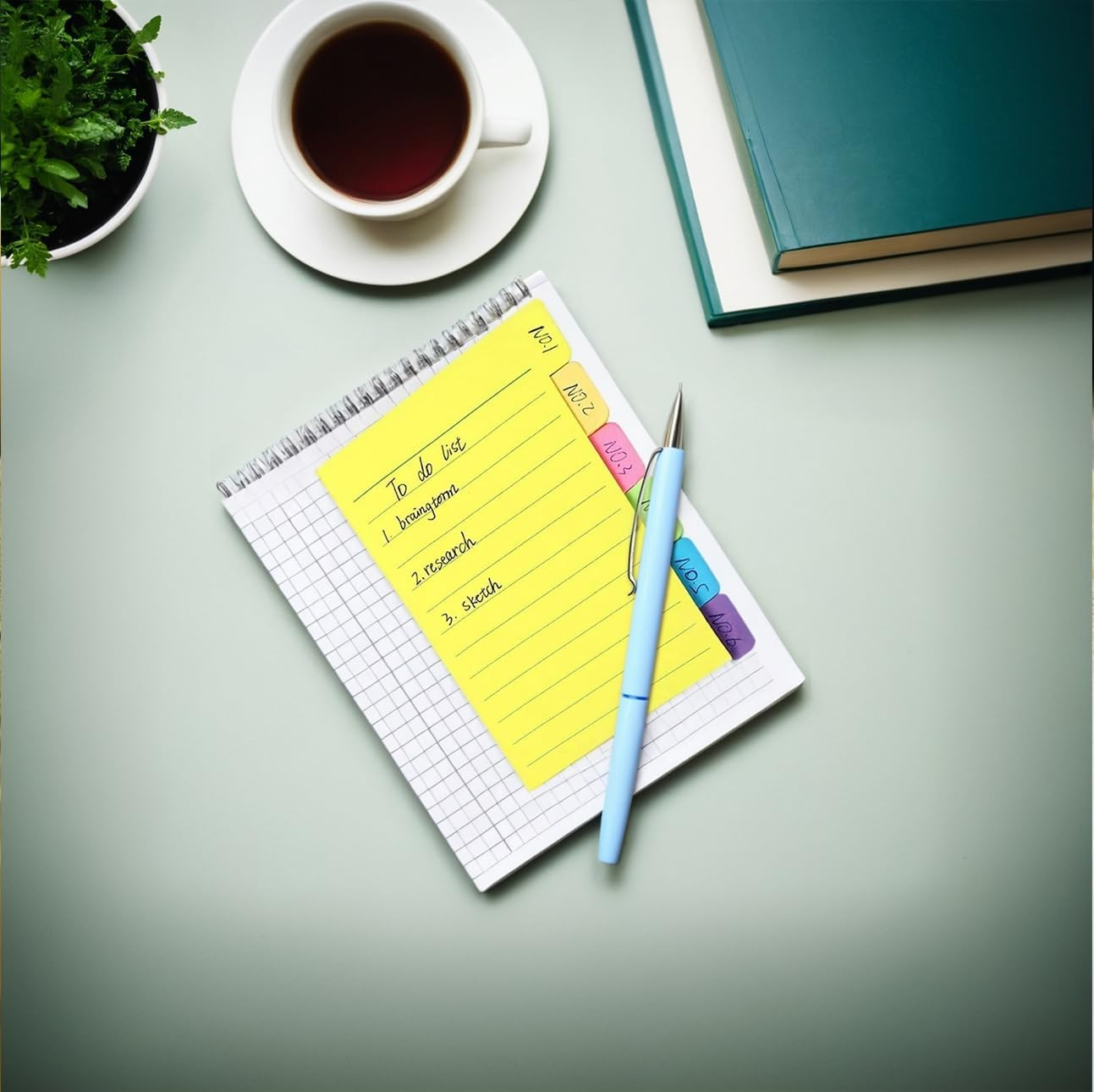 Colorful Sticky Tabs Set &ndash; 2 Pack, 60 Sheets Each, 4" X 6", Ideal for Studying, Note Taking, and Bullet Journals image number 1