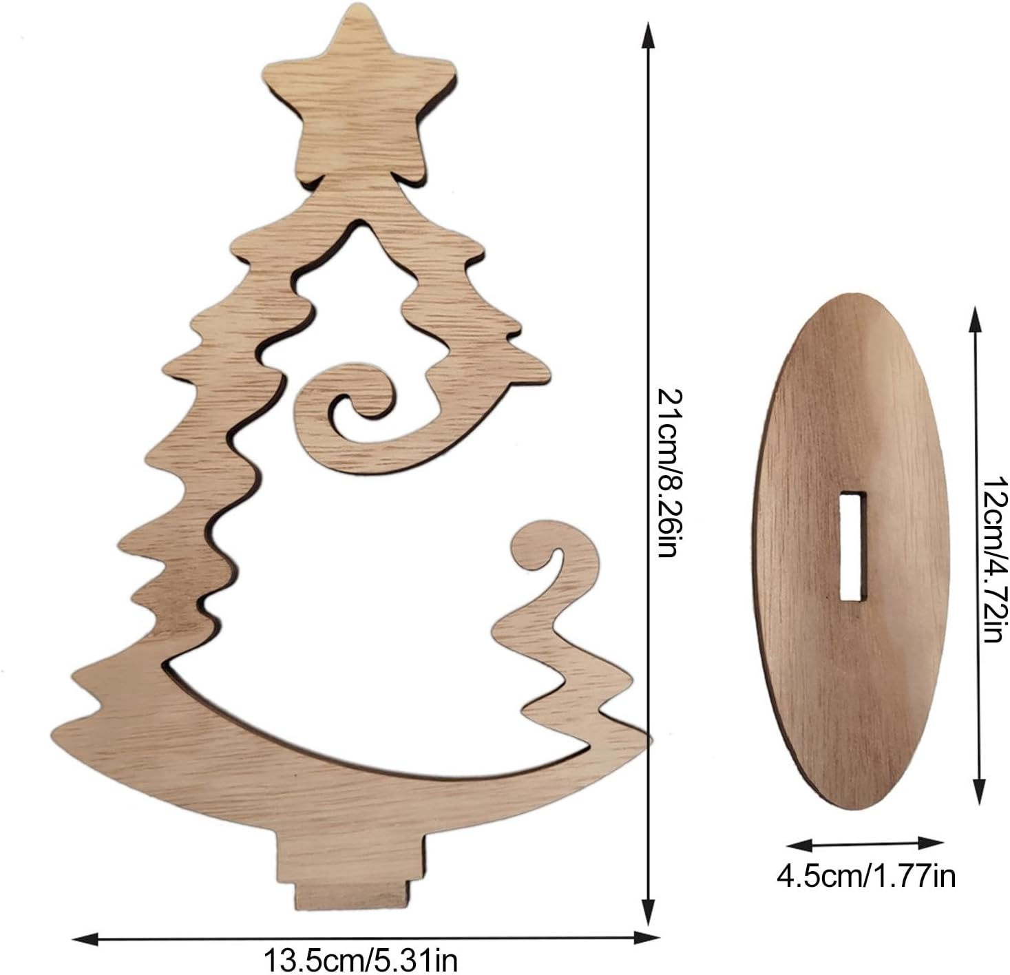 Wooden Desktop Christmas Tree - Tree Ornaments Rustic Tabletop Decor - Stable Small Desktop Christmas Tree Standing Wooden Christmas Tree for Window Sill Living Room image number 1
