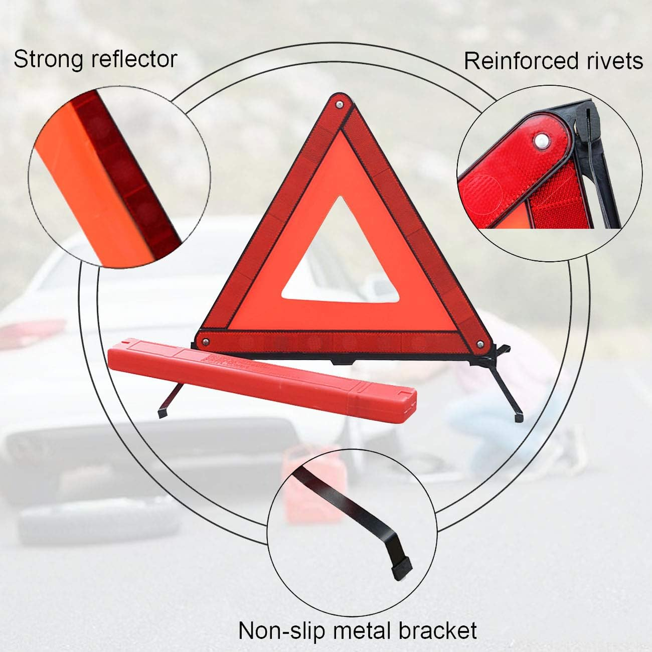 Warning Triangle Kit Foldable Safety Triangle Kit Car Emergency Roadside Kit with Warning Triangle and Reflective Safety Vest image number 2