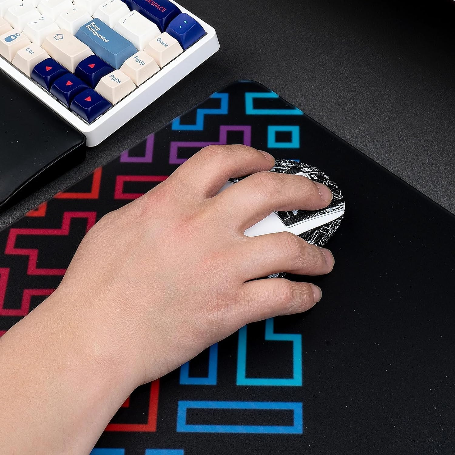 MOSHOU Gaming Mouse Grip Tape Stickers for Logitech G Pro X Superlight Non Slip Suck Sweat Black and Purple Crimping 0.5Mm, Professional Mice Upgrade Kit (White) image number 1