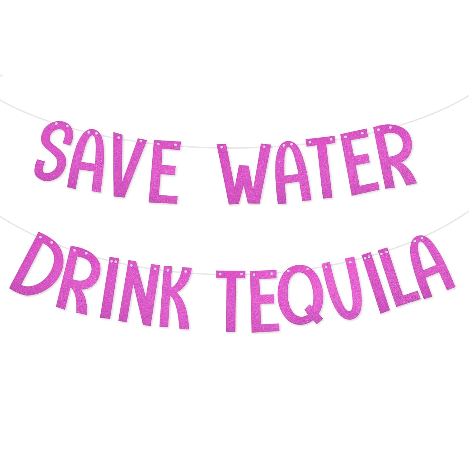 Save Water Drink Tequila Banner, Shiny Tequila Themed Sign Backdrop Bachelorette Party Decorations for Fiesta Bar Club Home Decor (Rose Red)