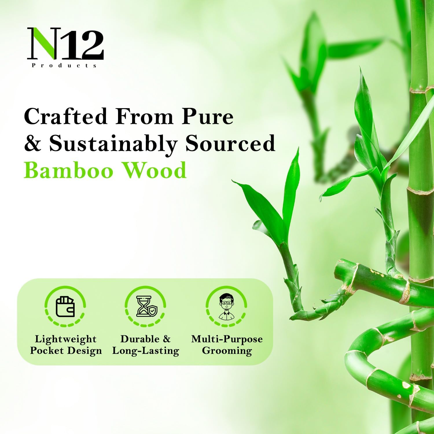 5 Bamboo Wood Pocket Beard Comb Set of 5, 100% Natural Wooden Combs for Beard, Hair, Mustache, Men & Women, Travel-Friendly, Eco-Friendly Grooming Solution image number 6