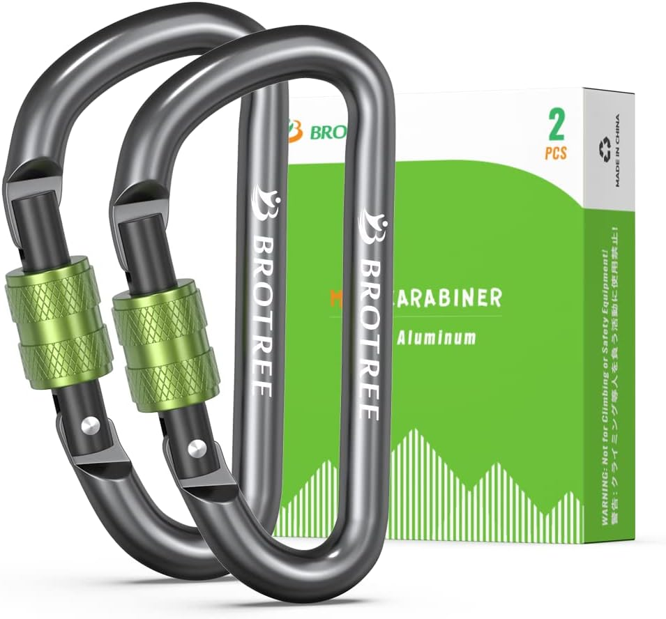 Brotree Small Carabiner Clips Mini Locking Carabiner - 6Cm Aluminum D-Ring