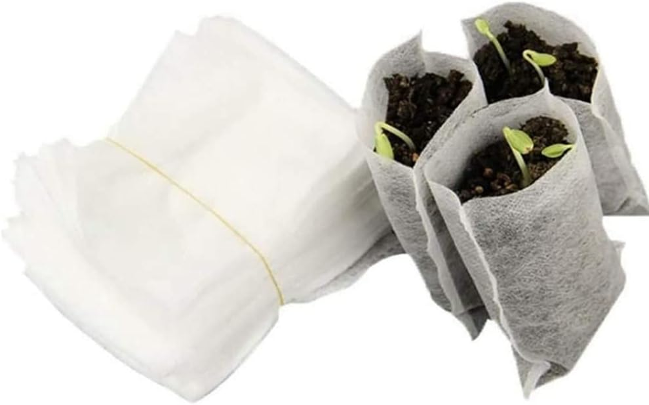 Domoi 400 Pcs Seeding Bags Small Plant Grow Bags Non-Woven Seedling Raising Pots Gardening Supply for Home Garden