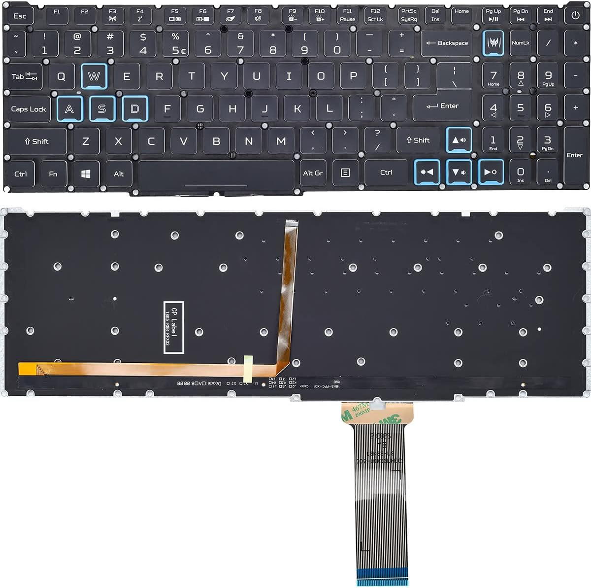 Replacement Keyboard for Acer Nitro 5 AN515-45 AN515-54 AN515-55 AN515-57 AN515-58 AN517-51, Predator Helios 300 PH315-52 PH315-53 PH317-53 Series Laptop Black with RGB Backlit US Layout
