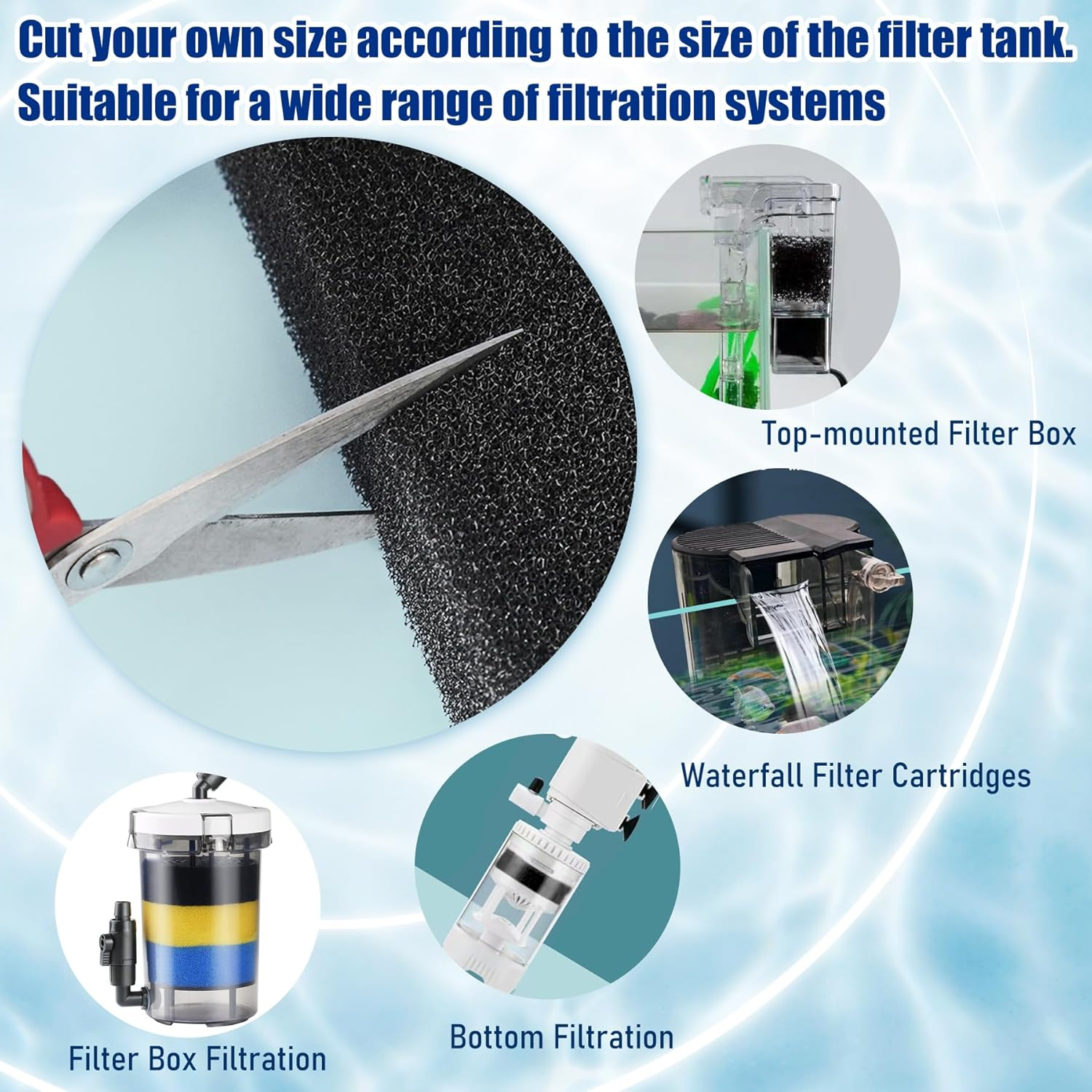 EKIND 1 Piece Aquarium Filter Foam Pad, Cut-To-Size Black Bio Sponge Filter Media Pad for Fish Tank, Durable, High-Efficiency Water Purification（Large Pores, 7.87" X 7.87" X 0.78"） image number 3