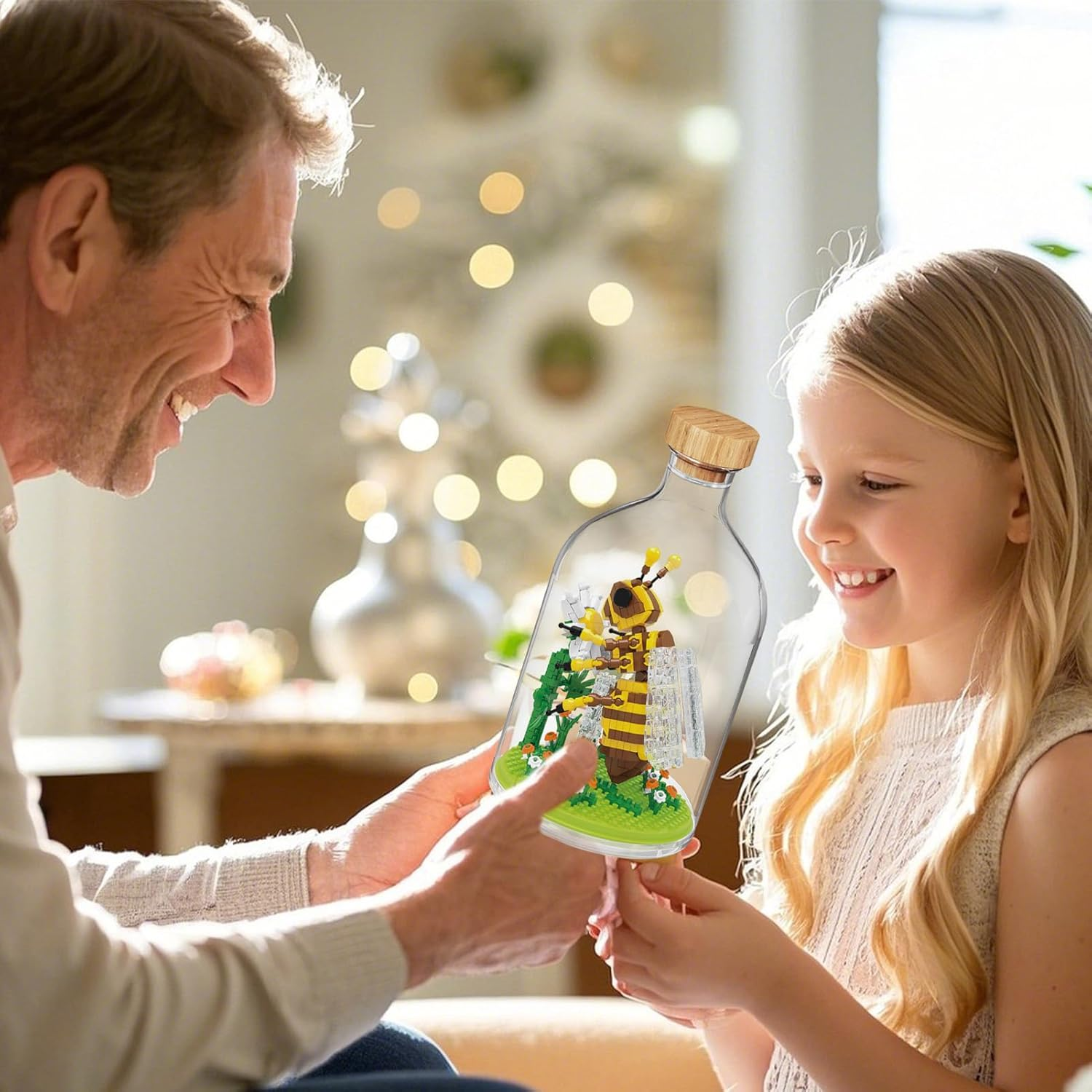 Bee Insect Building Set with Plastic Bottles, Botanical Collection for Nature Lover, Creative Gifts for Woman Kids Age 8+ on Birthday Mother'S Day(384 Pcs) image number 1