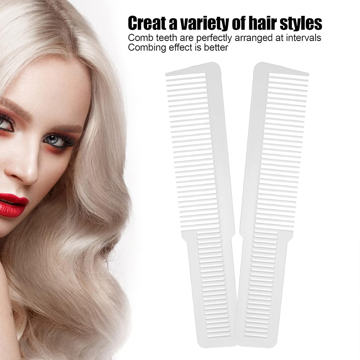 Detangler Comb, Professional Curly Hair Detangling Brush, Fine Wide Toothed Comb for All Hair Types for Women and Men(White) image number 4