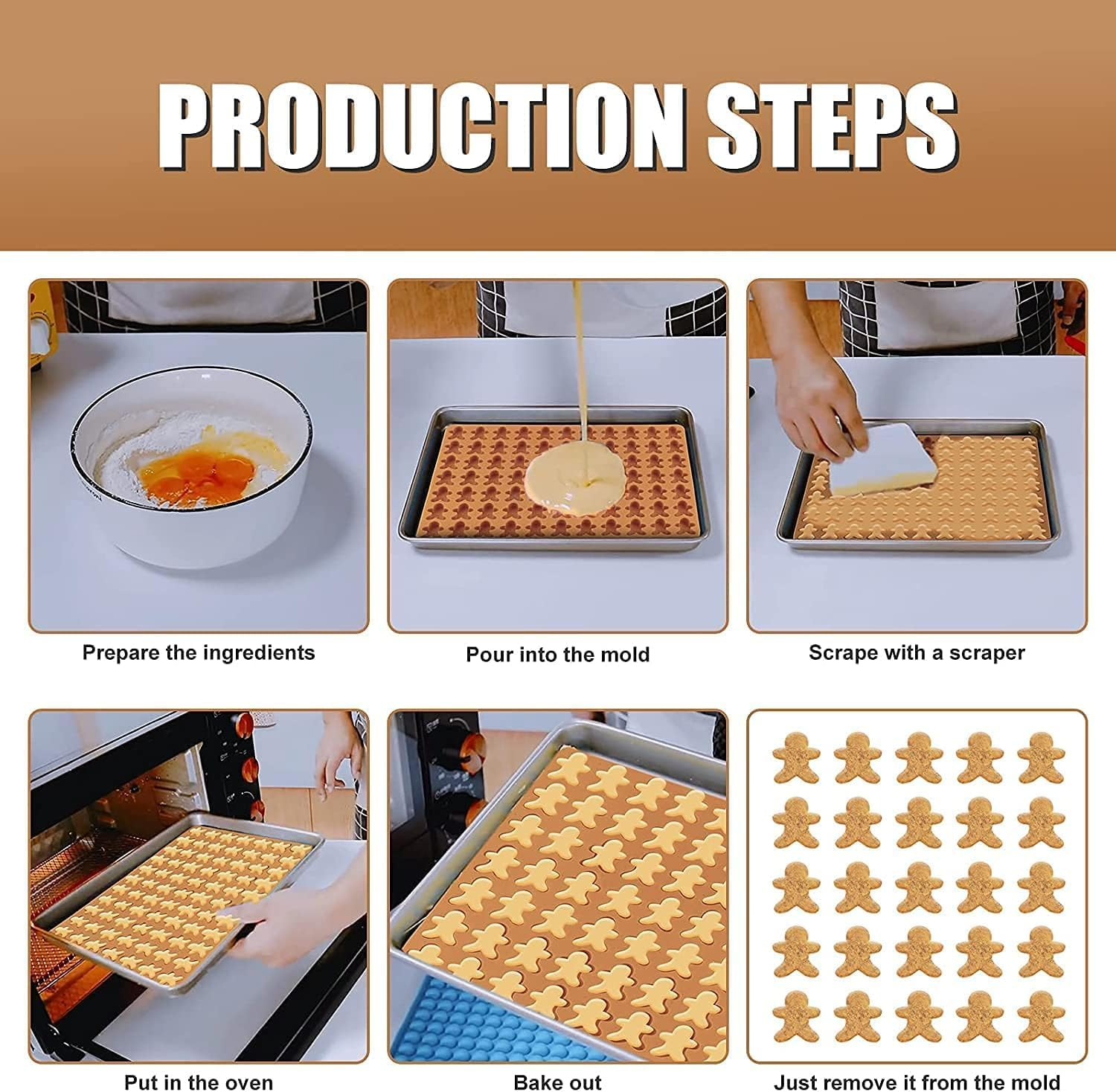 Anydesign Christmas Silicone Molds Mini Xmas Tree & Gingerbread Candy Chocolate Mould Christmas Non-Stick Fondant Baking Mold for Handmade Soap Pudding Jelly Cake Cupcake Topper Decor, 2Pcs image number 2